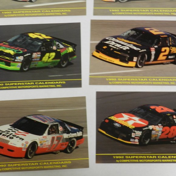 Vintage 1992 "Superstar Calendars" set NASCAR Postcard Competitive Motorsports A - Picture 6 of 8